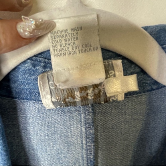 Vintage Denim Shirt Pineapple Palm Tree‎ Embroidery Hawaiian Size L - Picture 12 of 13